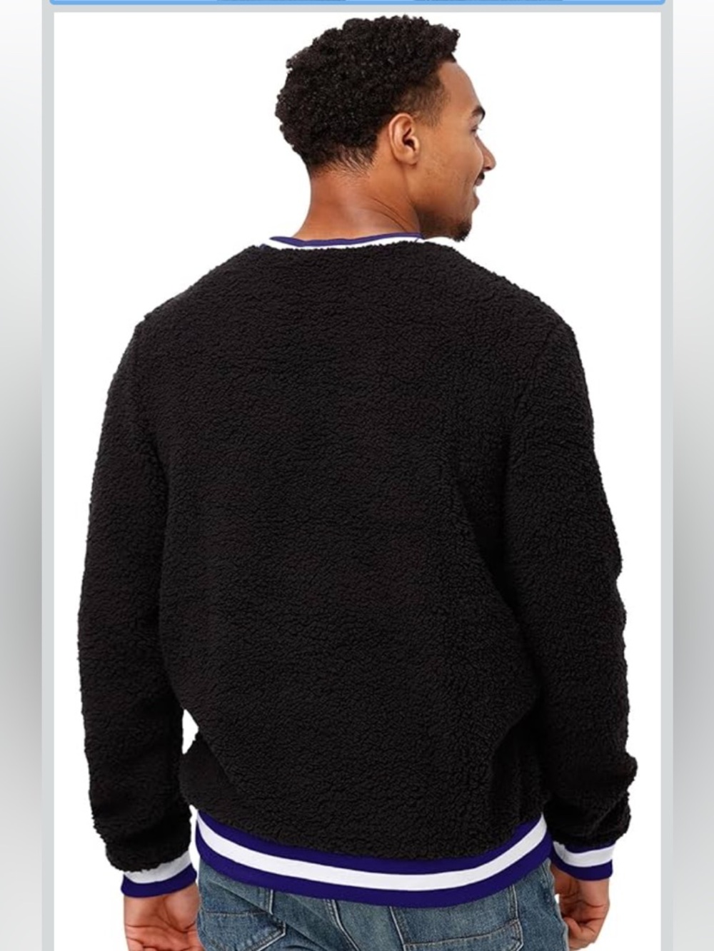 Men’s Black Sherpa Ravens Crewneck Pullover - Picture 2 of 10